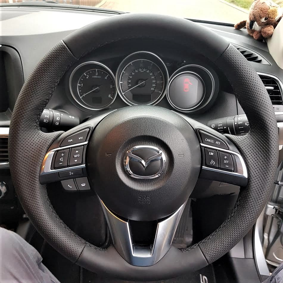 Voor Mazda 2, Voor Mazda 6 Atenza 2014 2017 CX 5 CX 3, Voor Mazda 3 Axela 2013 2016, auto Stuurhoes DIY Lederen